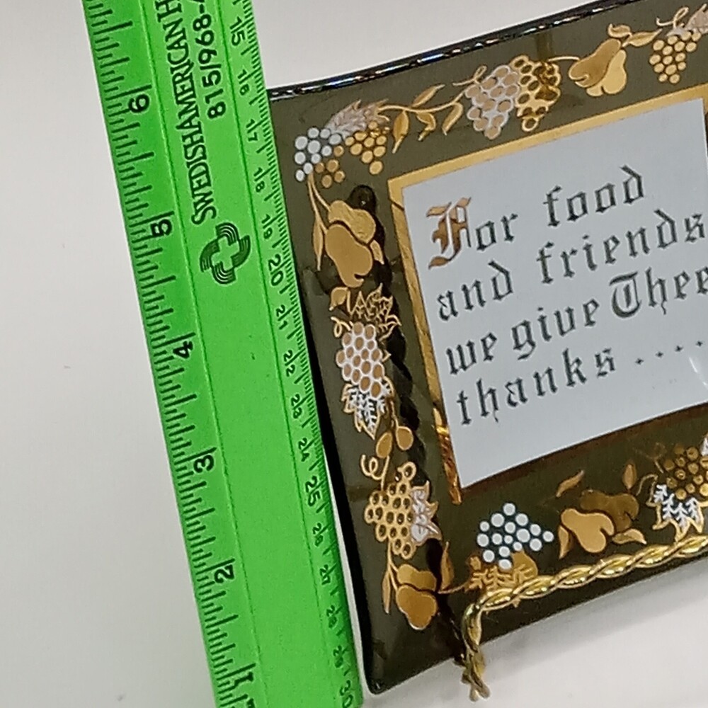 FRIENDS Thank You Lord Hostess Gift Black Glass Tray Housewarming Thanksgiving - Picture 2 of 6